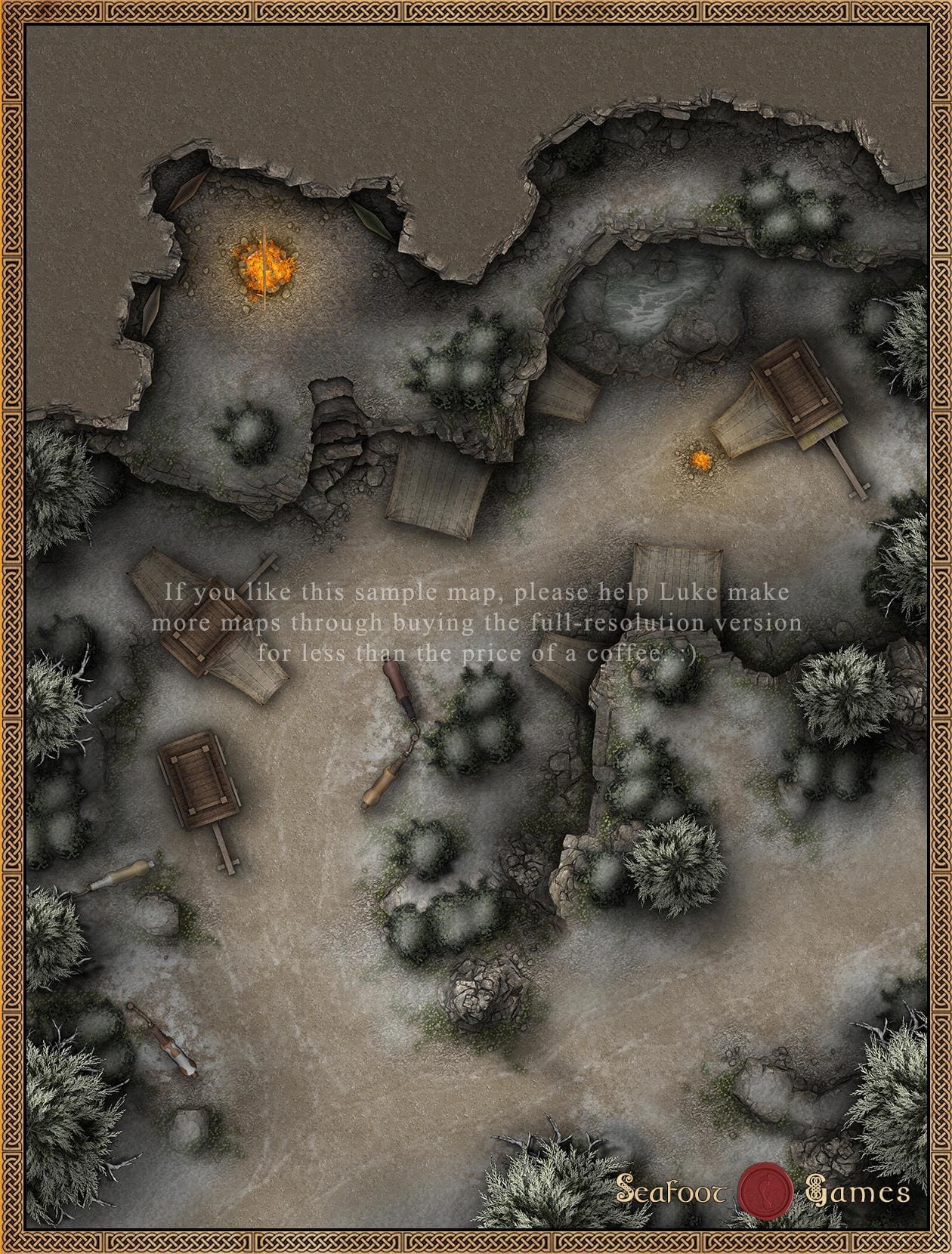 Winter Caravan Camp - 40x30 Battlemap with Adventure