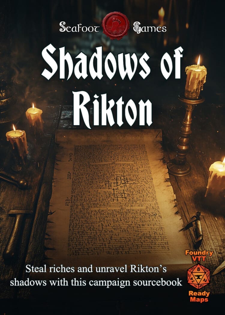 Shadows of Rikton Campaign Sourcebook with Foundry VTT Ready & Printable Battlemaps (System Agnostic)